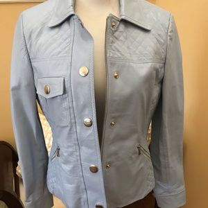 ETCETERA BABY BLUE LEATHER JACKET $60